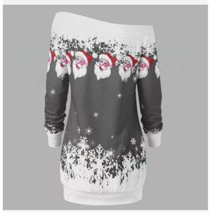 Christmas Women Jumper Sweater Off Shoulder Long Sleeve Pullover Top Sweatshirt